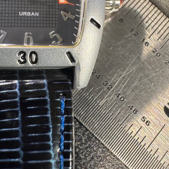 Michele Urban Watch Mini Aluminum Black Dial Blue or Red Strap with Box - Picture 11 of 12